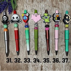 Handcrafted Halloween Stitch Pens Beaded Unique Artisan Gifts Office Accessories